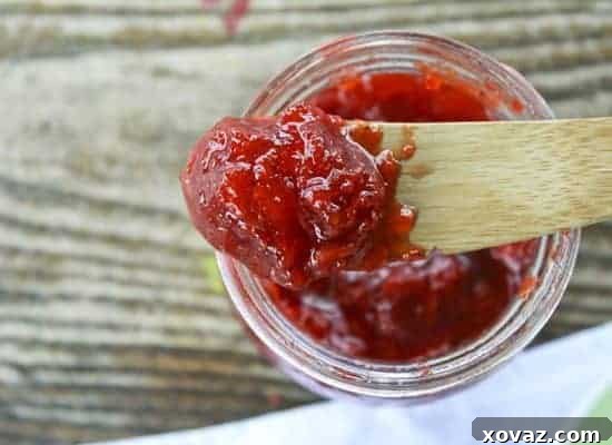 Delicious Strawberry Balsamic Thyme Freezer Jam ready in jars.