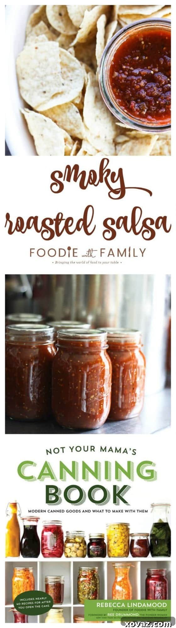 Ember Roasted Salsa 5 Stacked jars of homemade Smoky Roasted Salsa, ready for storage.