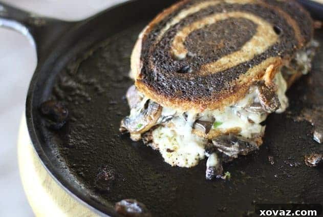 mushroom-melt-1 Delicious Mushroom Melt Sandwich with golden brown bread and melted cheese