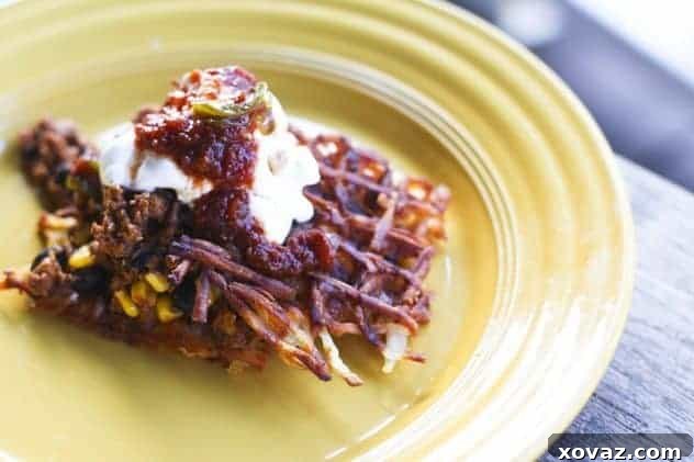 Waffle Iron Hash Browns and Chorizo Hash