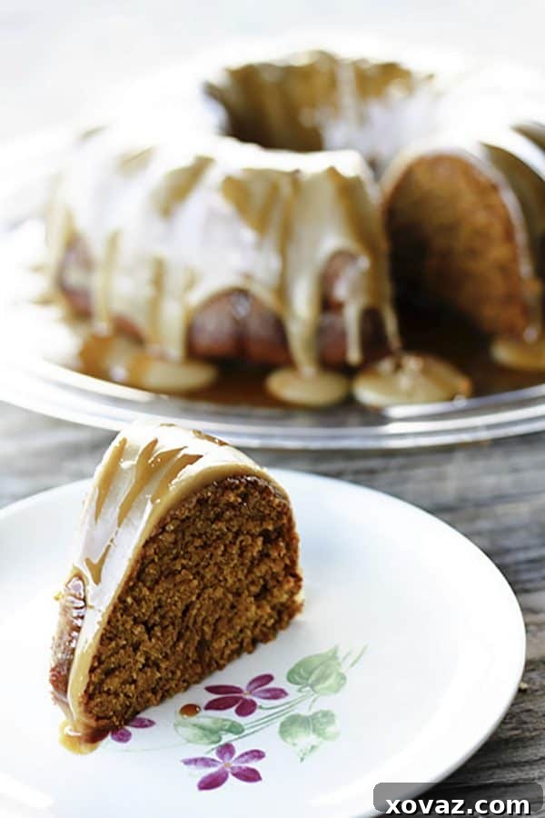Maple Frosted Pumpkin Spice Cake with Cider Caramel 4 Pumpkin spice Cake with Maple Glaze and Cider Caramel
