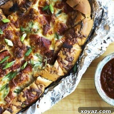Pizza Party Bread Close-up of Pizza Party Bread with melted mozzarella and pepperoni, ready to be torn apart.
