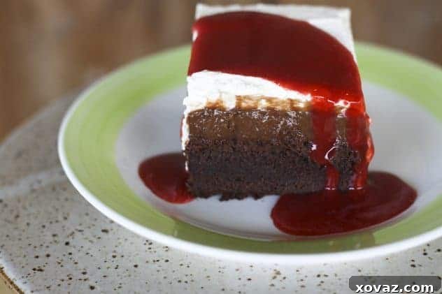 Zombie Apocalypse Tres Leches Cake decorated with red strawberry sauce for a spooky effect