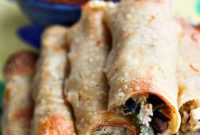 Crispy Baked Cheesy Chicken and Bean Taquitos
