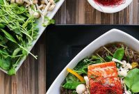 Seared Salmon & Crisp Greens Asian Noodle Bowls