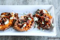 Loaded Sweet Potato Smash with Bacon and Bold Bleu Cheese