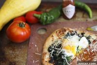 Deluxe Bacon Jam Breakfast Pizza with Spinach Egg and Asiago
