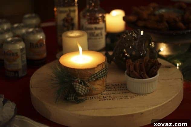 Festive Captain Morgan branded candles illuminate a cozy party setting