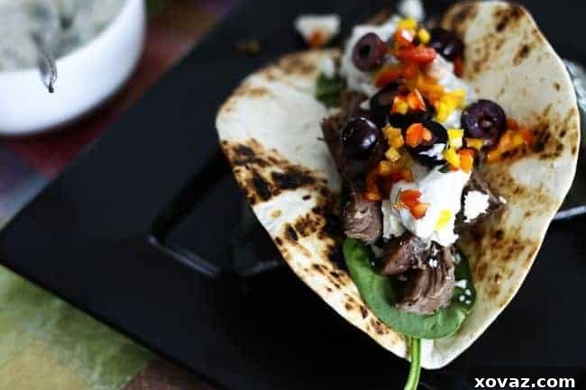 Delicious Slow-Cooker Garlic Lamb and Greek Tacos