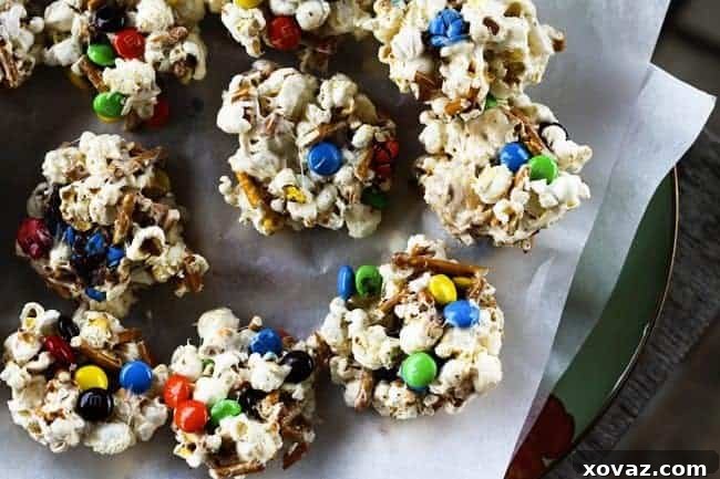 Finished Sweet and Salty No-Bake Popcorn Cookies.