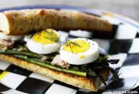Savory French Roasted Asparagus, Tuna and Hardboiled Egg Sandwiches