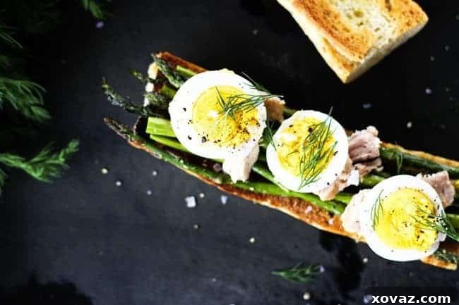 French Roasted Asparagus, Tuna and Hardboiled Egg Sandwiches
