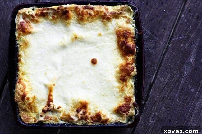 Monday Made Easy: Roasted Garlic Spinach Alfredo Lasagna 2 Rich and creamy Roasted Garlic Spinach Alfredo Lasagna ready to be served, a perfect comfort food dish.
