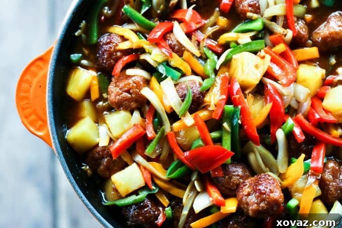 Stir Fried Sweet and Sour Ham Balls 2 Sweet and Sour Ham Ball Stir Fry with crisp vegetables and tangy pineapple from foodiewithfamily.com