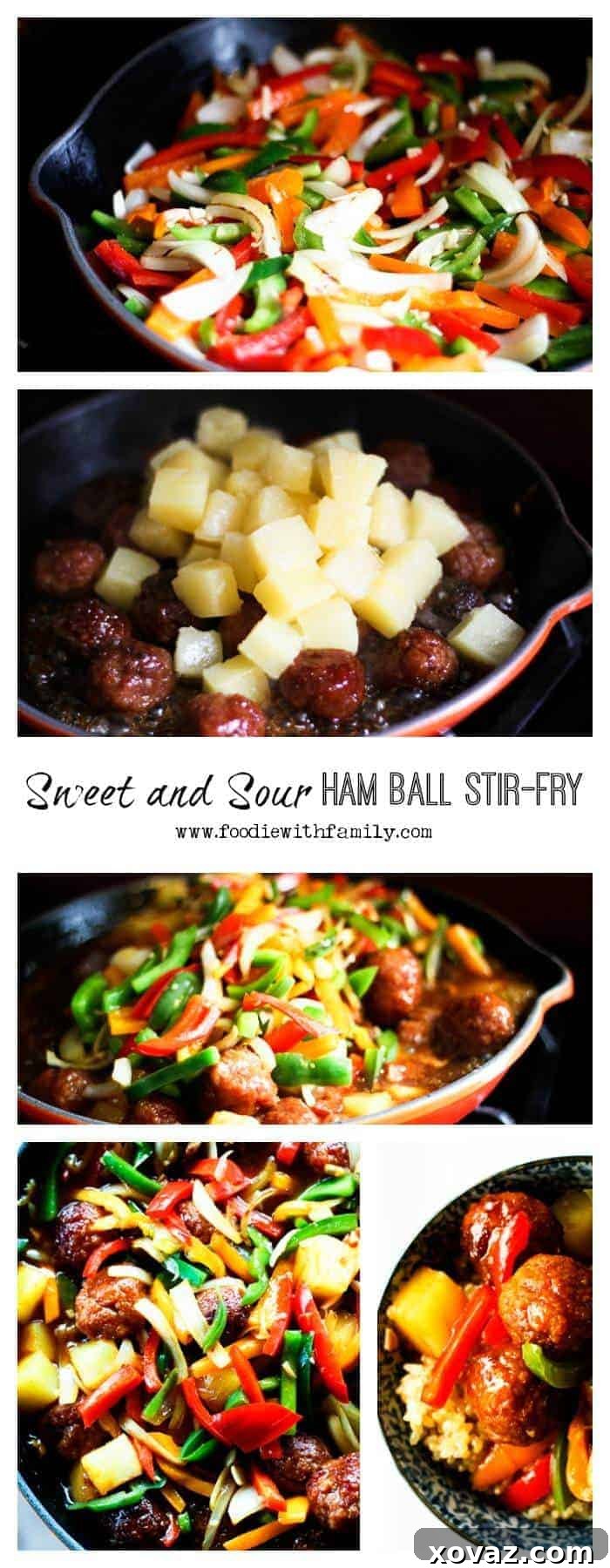 Stir Fried Sweet and Sour Ham Balls 6 Sweet and Sour Ham Ball Stir Fry, a super fast and delicious weeknight meal from foodiewithfamily.com