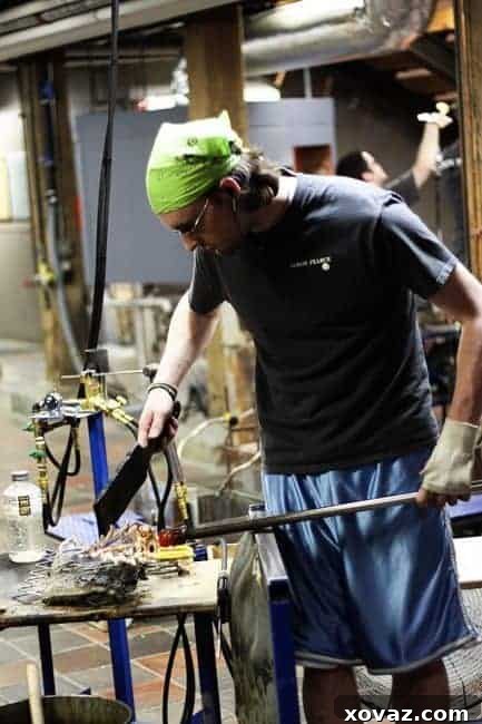 King Arthur Flour: Baking & Beyond 14 An artisan glass blower at Simon Pearce demonstrating precise craftsmanship