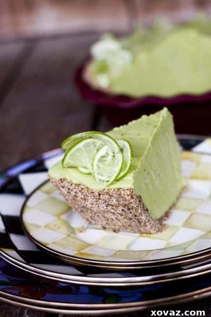 Joy's Secret Tropical Icebox Pie: Award-Winning Wholesome Delight 4 Joy's Secret Ingredient Lemon Lime Avocado No Sugar Icebox Pie | A view of the beautifully textured crust.