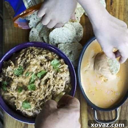 Pulled Pork Queso Dip from www.foodiewithfamily.com, a hearty and flavorful appetizer