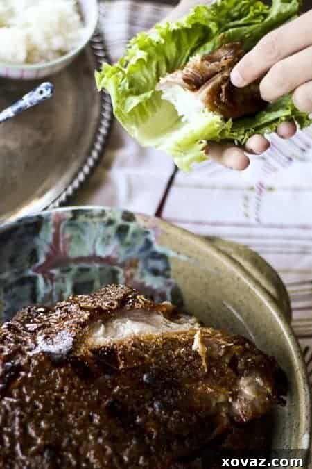 Bo Ssam {Korean Roast Pork Lettuce Wraps} with all the traditional accompaniments