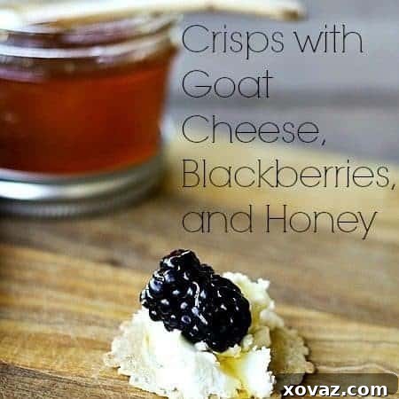 Crisps with Goat Cheese, Blackberries, and Honey - A quick and easy appetizer recipe from foodiewithfamily.com