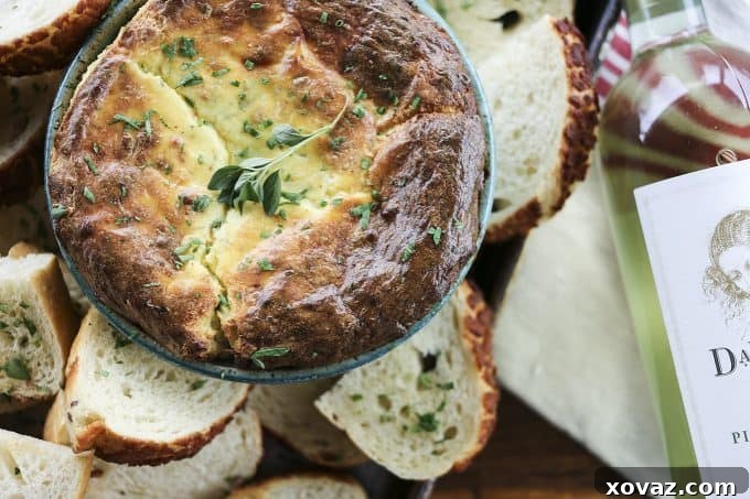 Baked Ricotta Appetizer: A rich, savory, warm cheese dip with a light, airy, souffle-like texture, perfect for any occasion.