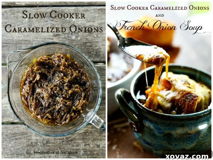 Rich Slow Cooker Caramelized Onions and Classic French Onion Soup