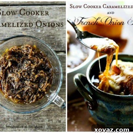 Slow Cooker Caramelized Onions and French Onion Soup