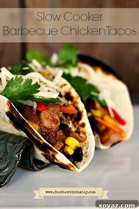 Slow Cooker Barbecue Chicken Taco Filling - An effortless, family-favorite recipe