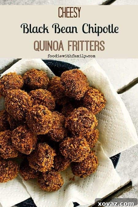 Delicious Cheesy Black Bean Chipotle Quinoa Fritters for Game Day Parties