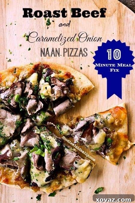 Roast Beef Caramelized Onion Naan Pizzas 10 Minute Meal Fix from foodiewithfamily.com