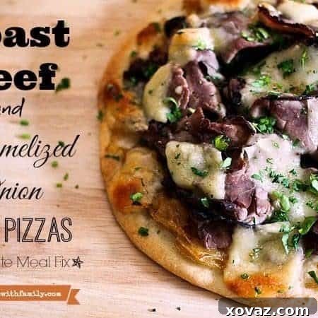 Roast Beef Caramelized Onion Naan Pizzas 10 Minute Meal Fix from foodiewithfamily.com