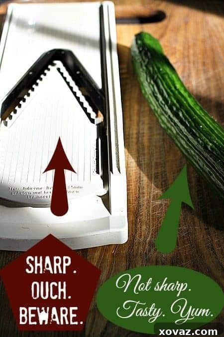 Close-up of julienned cucumbers and scallions for a 5-minute salad recipe