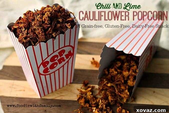 Fiery Lime Cauli-Pops 2 Chili Lime Cauliflower Popcorn. Grain-free, gluten-free, vegan, and paleo snack! Don't let that deter you though, this is awesome!