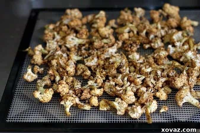 Fiery Lime Cauli-Pops 4 Preparing Cauliflower for Dehydration. Small florets are key for perfect crispiness.