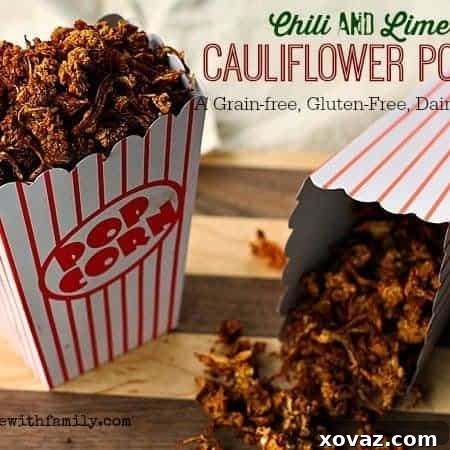 Chili Lime Cauliflower Popcorn. Grain-free, gluten-free, vegan, and paleo snack! A delicious and healthy choice.