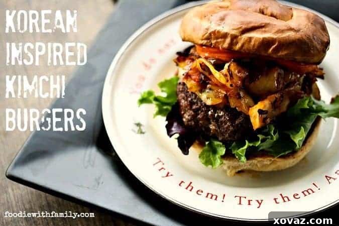 Korean Inspired Kimchi Burger, a delicious fusion recipe from foodiewithfamily.com