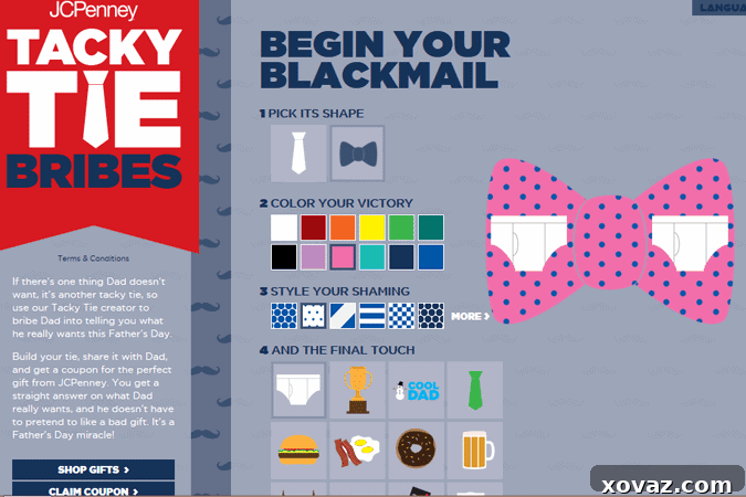 Engaging with JCPenney's Tacky Tie Creator for Humorous Father's Day Gift Idea Generation