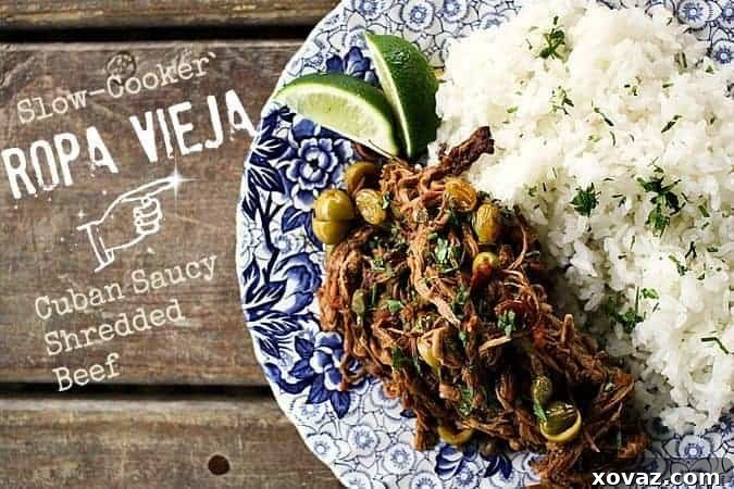 Fall-Apart Cuban Ropa Vieja: Instant Pot or Slow Cooker 2 Ropa Vieja: Thin shreds of flank steak braised in a rich tomato vegetable sauce with olives and capers. Prepare in an Instant Pot OR Slow-Cooker.