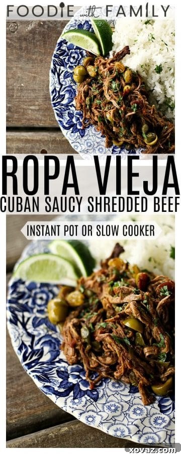 Fall-Apart Cuban Ropa Vieja: Instant Pot or Slow Cooker 6 Ropa Vieja: Thin shreds of flank steak braised in a rich tomato vegetable sauce with olives and capers. Prepare in an Instant Pot OR Slow-Cooker.