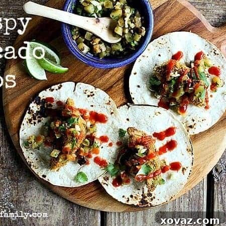Crispy Avocado Tacos with Grilled Pineapple Relish from foodiewithfamily.com