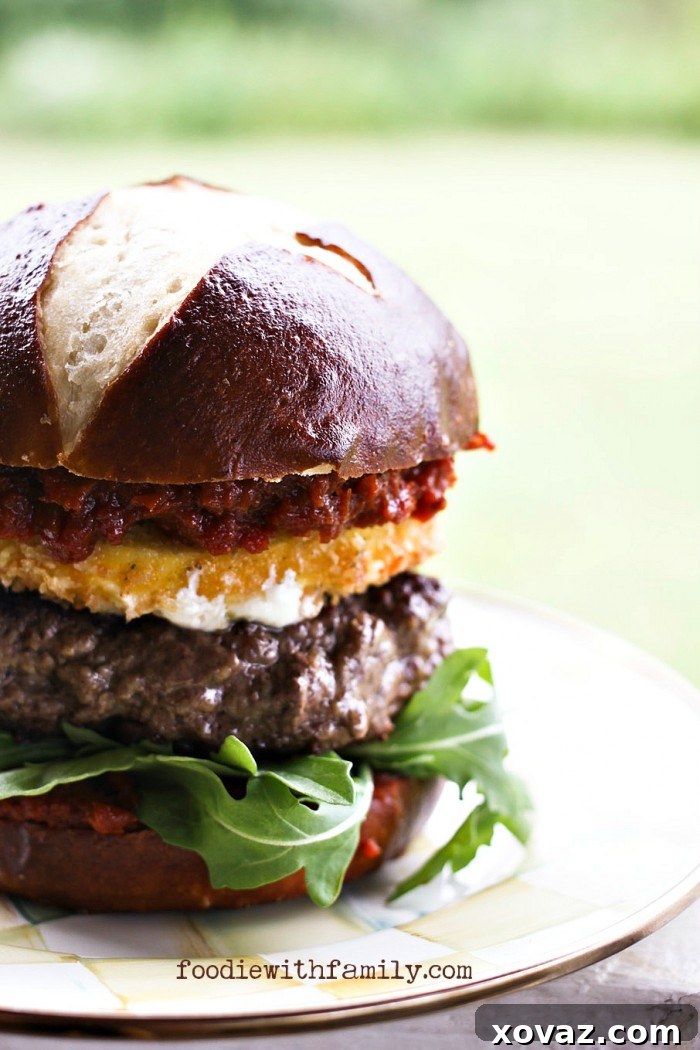 Fried Mozzarella and Sun Dried Tomato Burgers from foodiewithfamily.com