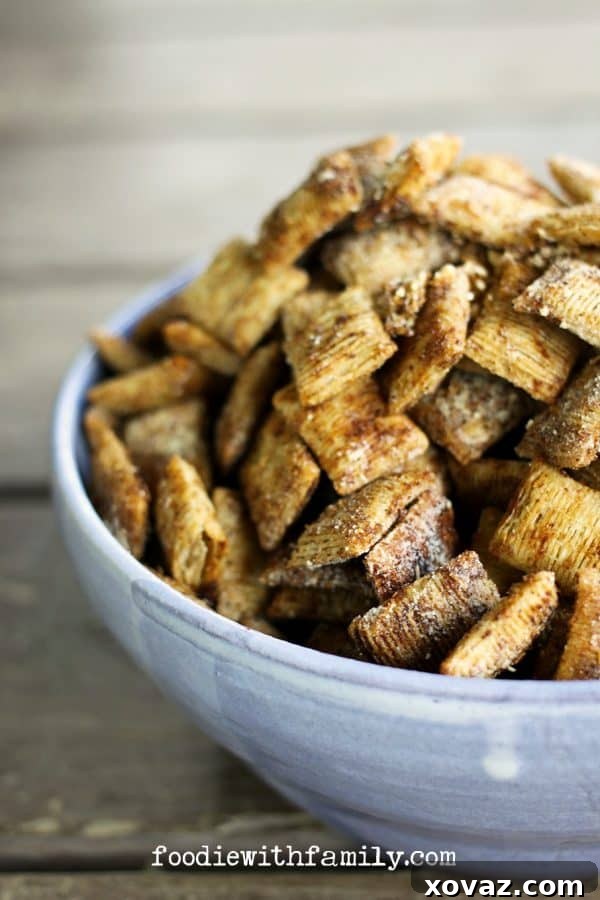 Crispy and savory Whole Wheat Cheddar Garlic Snacks made with bite-sized shredded wheat cereal from foodiewithfamily.com