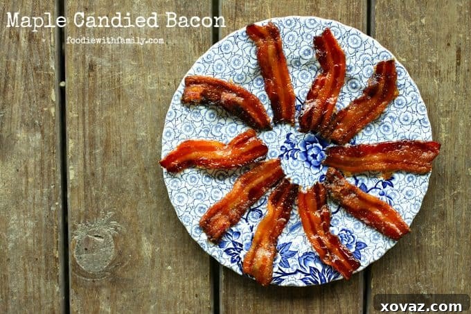 Sticky Sweet Maple Bacon 2 Easy, homemade Maple Candied Bacon, freshly prepared and ready to be enjoyed as a sweet and savory treat.
