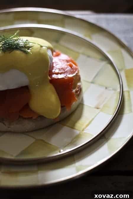 Smoked Salmon Eggs Benedict with Hollandaise sauce from foodiewithfamily.com