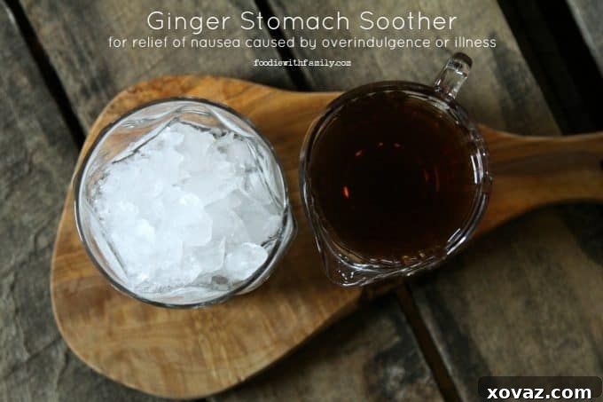 Ginger Belly Bliss 3 A refreshing glass of Ginger Stomach Soother, ready to provide relief.