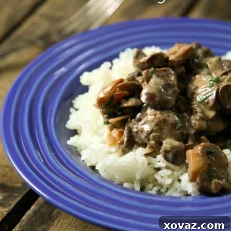 Creamy, intensely flavorful Garlic Mushroom Stroganoff, ready in minutes for a satisfying vegetarian meal.