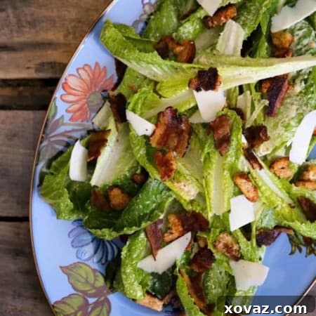 Jerk Bacon Caesar Salad for the recipe card from foodiewithfamily.com