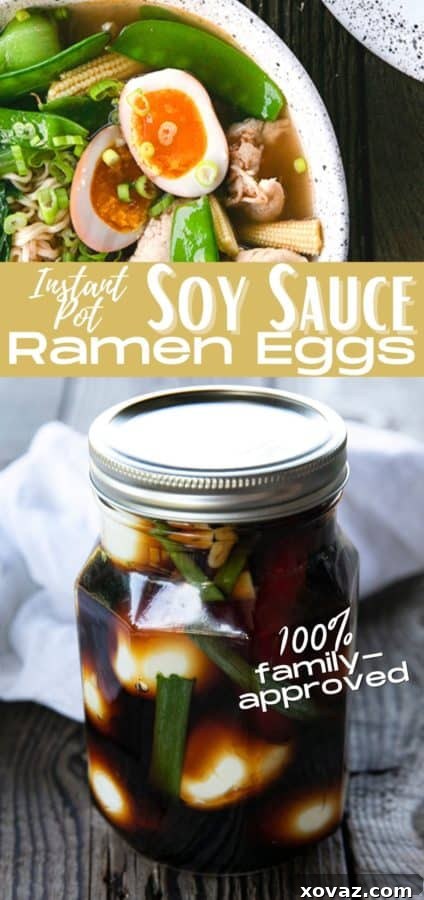 Soy Sauce Eggs, or Ramen Eggs, are versatile marinated eggs, perfect for enhancing ramen, salads, or enjoyed as a snack. This post details how to achieve ideal soft, medium, or hard-boiled eggs using an Instant Pot, ensuring easy peeling and delicious results every time.