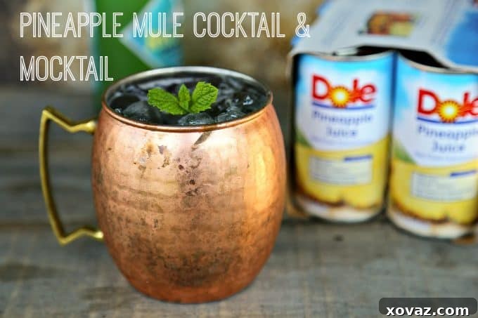 Refreshing Pineapple Mule Cocktail and Mocktail for summer