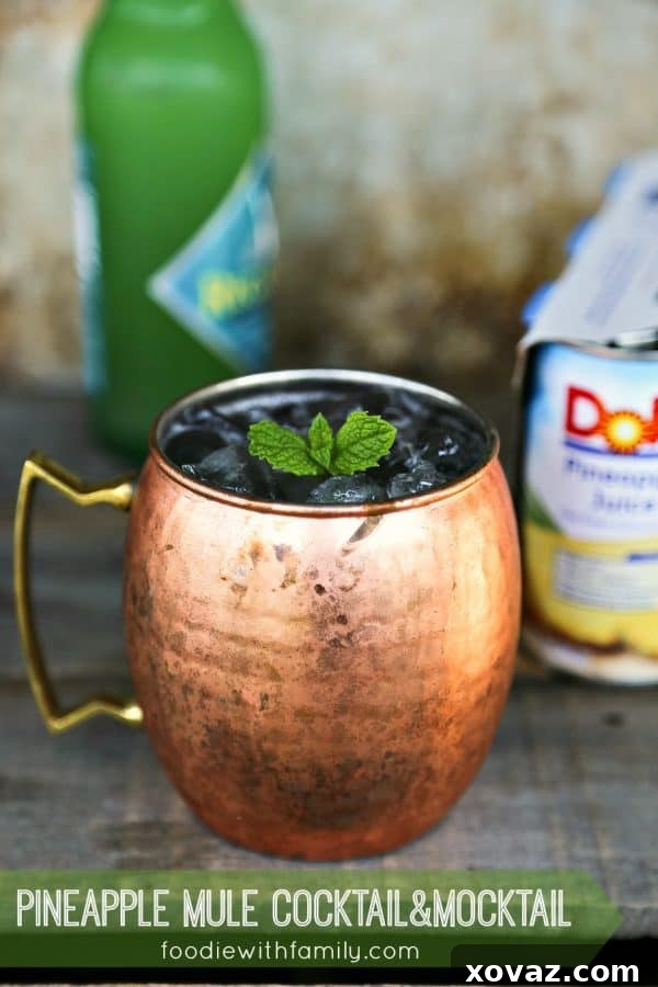 Easy Pineapple Mule Cocktail and Mocktail recipe